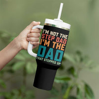 Funny Bonus Dad Tumbler With Handle Retro Not The Step Dad Im The Dad That Stepped Up
