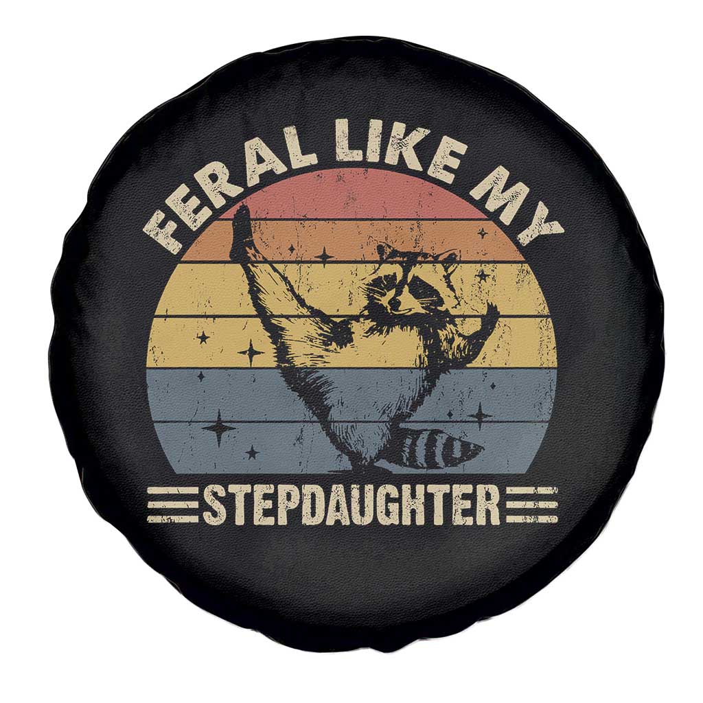 Bonus Dad Spare Tire Cover Retro Feral Raccoon Stepdad Gifts From Bonus Daughter Stepdaughter