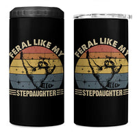 Bonus Dad 4 in 1 Can Cooler Tumbler Retro Feral Raccoon Stepdad Gifts From Bonus Daughter Stepdaughter