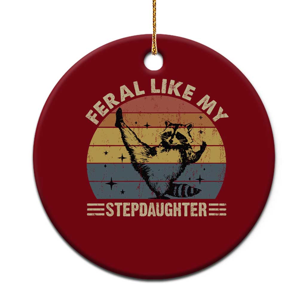 Bonus Dad Ceramic Ornament Retro Feral Raccoon Stepdad Gifts From Bonus Daughter Stepdaughter