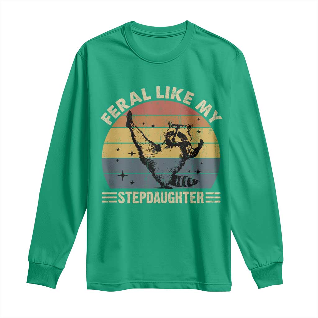 Bonus Dad Long Sleeve Shirt Retro Feral Raccoon Stepdad Gifts From Bonus Daughter Stepdaughter
