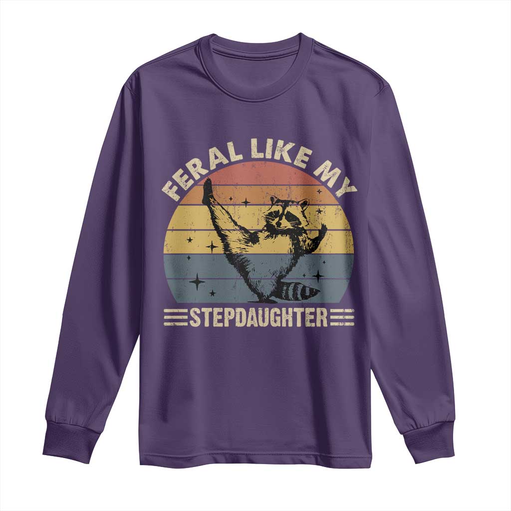 Bonus Dad Long Sleeve Shirt Retro Feral Raccoon Stepdad Gifts From Bonus Daughter Stepdaughter