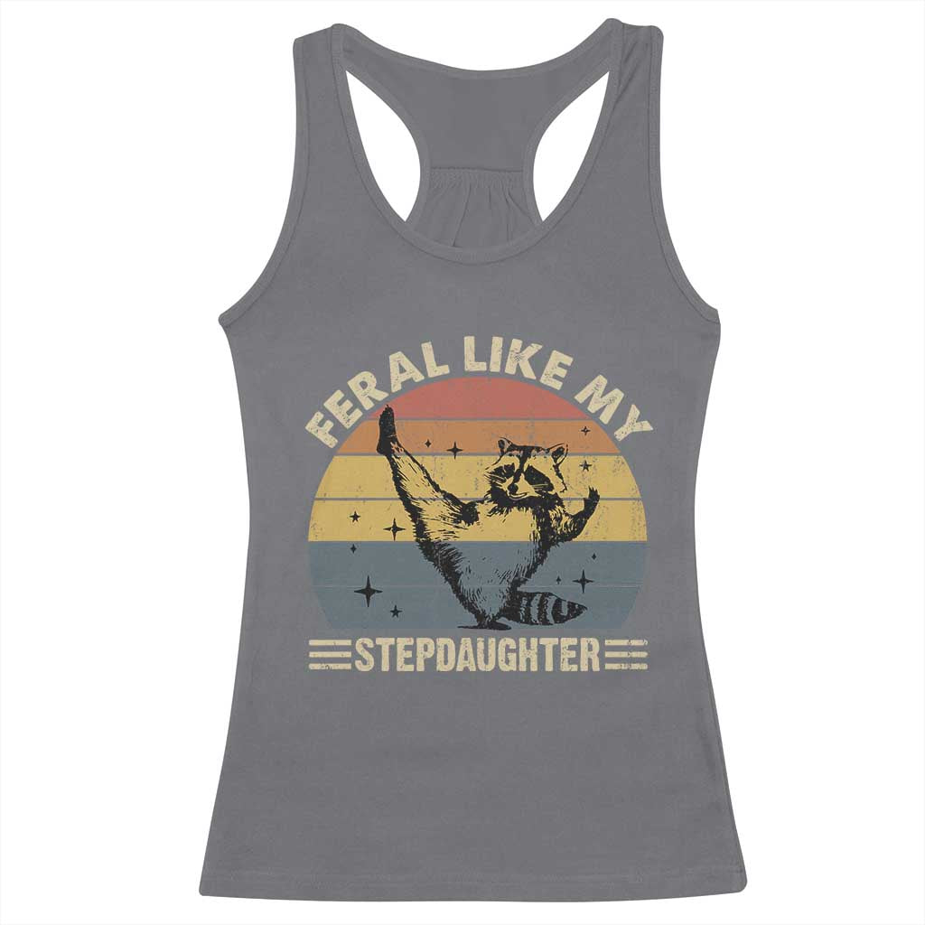 Bonus Dad Racerback Tank Top Retro Feral Raccoon Stepdad Gifts From Bonus Daughter Stepdaughter