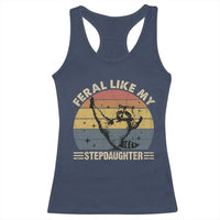 Bonus Dad Racerback Tank Top Retro Feral Raccoon Stepdad Gifts From Bonus Daughter Stepdaughter