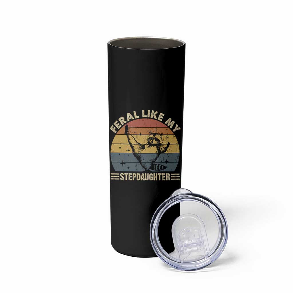 Bonus Dad Skinny Tumbler Retro Feral Raccoon Stepdad Gifts From Bonus Daughter Stepdaughter