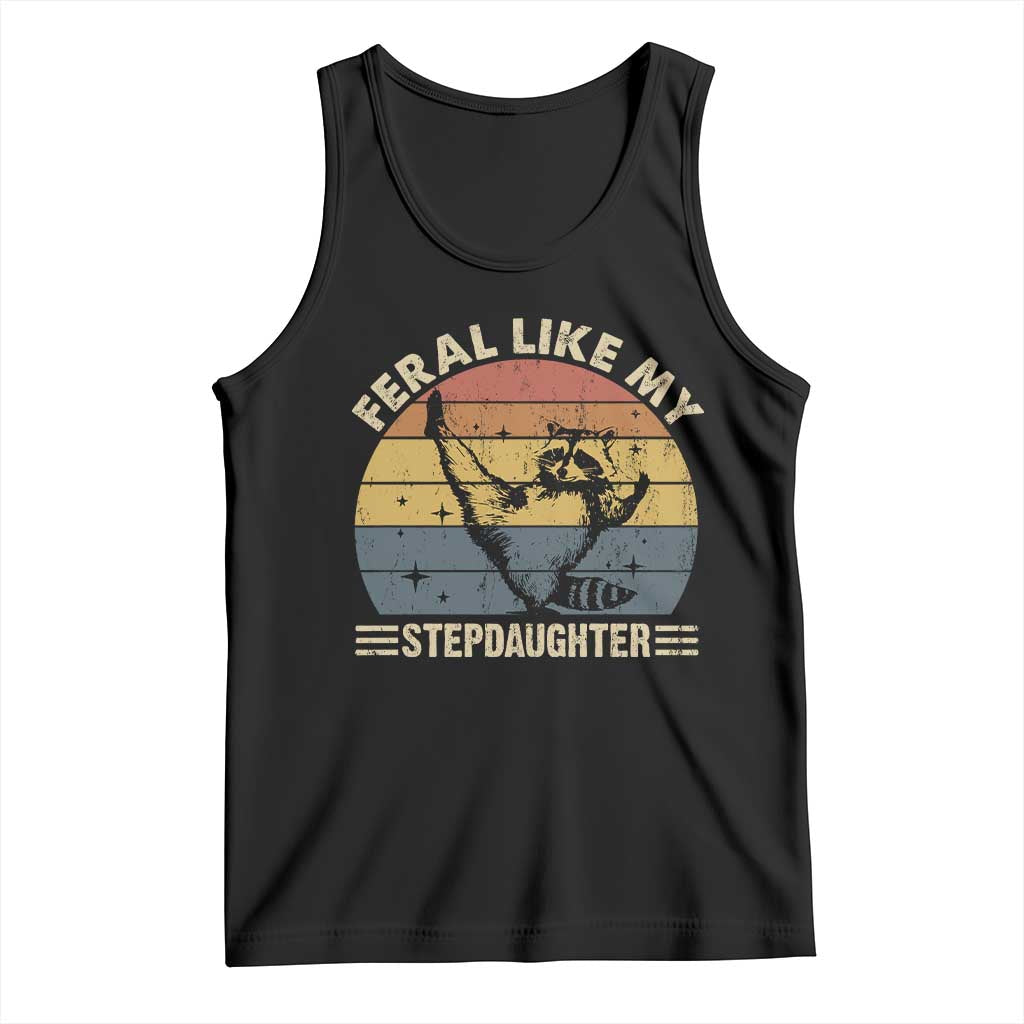 Bonus Dad Tank Top Retro Feral Raccoon Stepdad Gifts From Bonus Daughter Stepdaughter