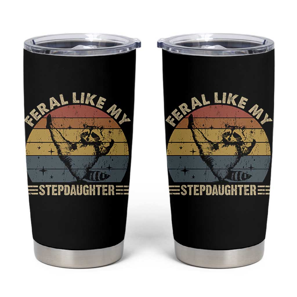Bonus Dad Tumbler Cup Retro Feral Raccoon Stepdad Gifts From Bonus Daughter Stepdaughter