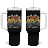 Bonus Dad Tumbler With Handle Retro Feral Raccoon Stepdad Gifts From Bonus Daughter Stepdaughter