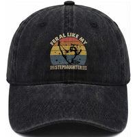 Bonus Dad Washed Cotton Baseball Cap Retro Feral Raccoon Stepdad Gifts From Bonus Daughter Stepdaughter