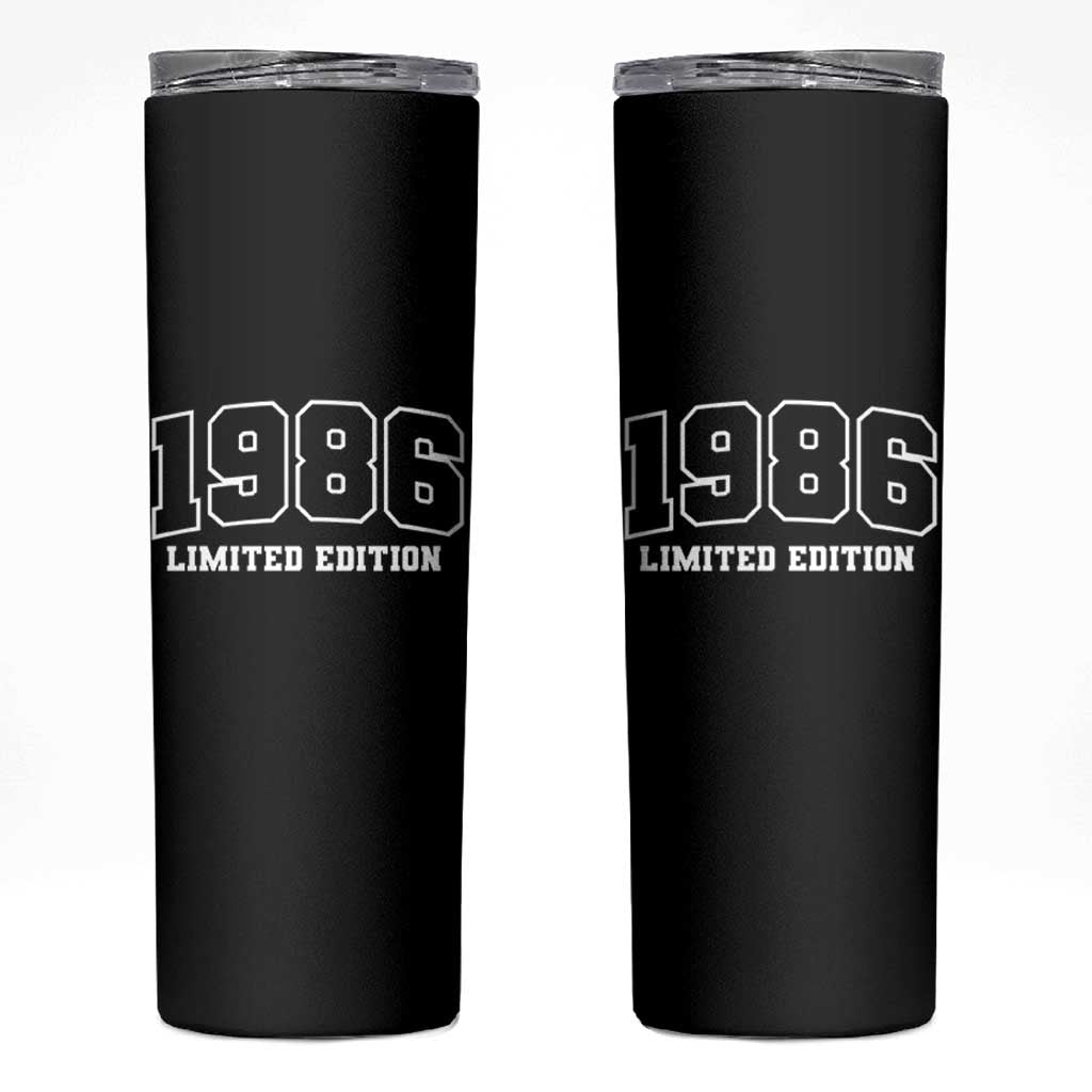 Vintage 1986 Limited Edition Skinny Tumbler 50 Year Old Gift Retro Varsity 40th Birthday
