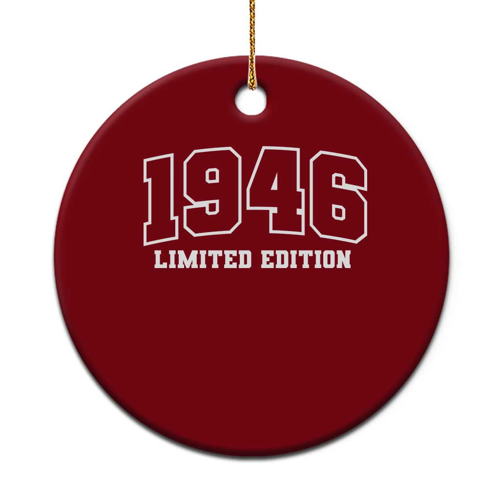 Vintage 1946 Limited Edition Ceramic Ornament 80 Year Old Gift Retro Varsity 80th Birthday