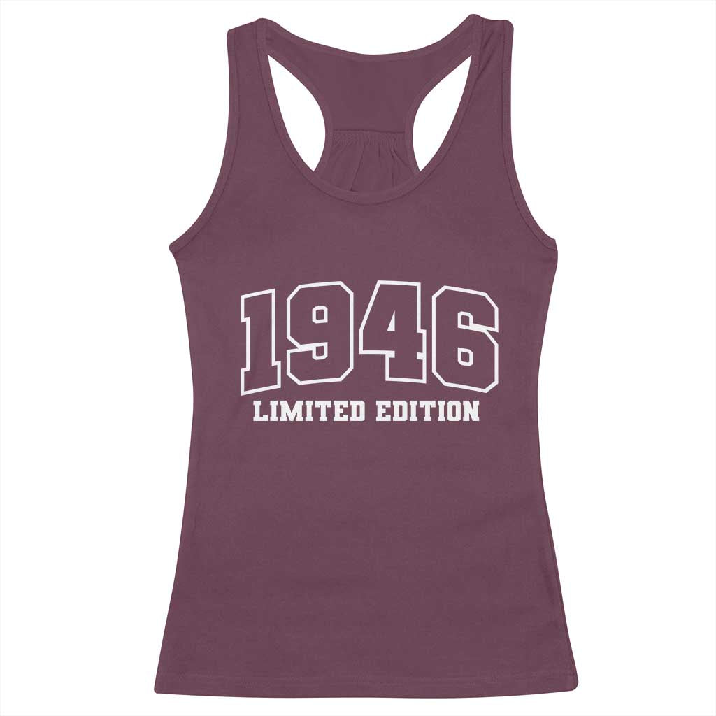 Vintage 1946 Limited Edition Racerback Tank Top 80 Year Old Gift Retro Varsity 80th Birthday