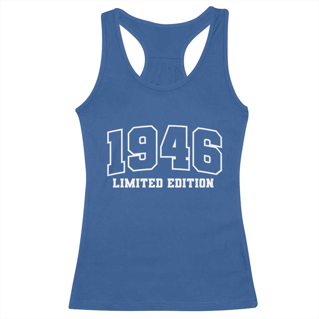 Vintage 1946 Limited Edition Racerback Tank Top 80 Year Old Gift Retro Varsity 80th Birthday