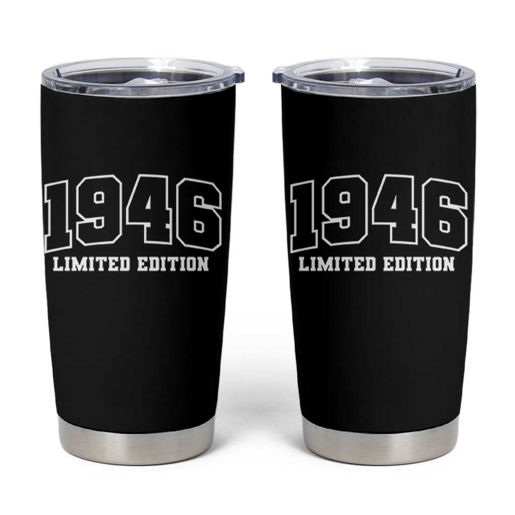 Vintage 1946 Limited Edition Tumbler Cup 80 Year Old Gift Retro Varsity 80th Birthday