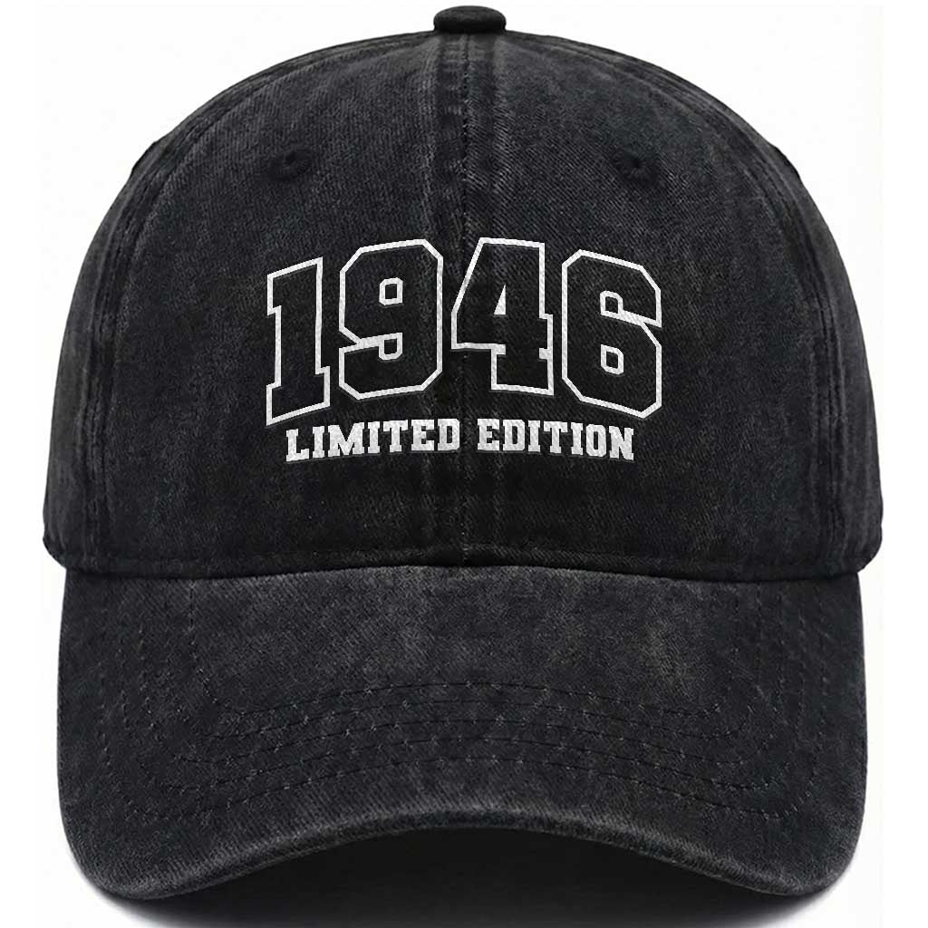Vintage 1946 Limited Edition Washed Cotton Baseball Cap 80 Year Old Gift Retro Varsity 80th Birthday