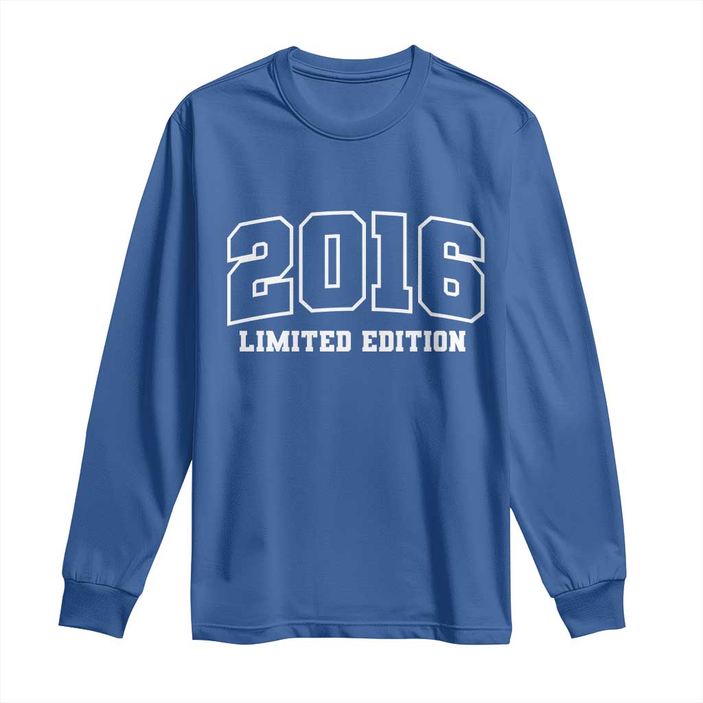 Vintage 2016 Limited Edition Long Sleeve Shirt 10 Year Old Gift Retro Varsity 10th Birthday