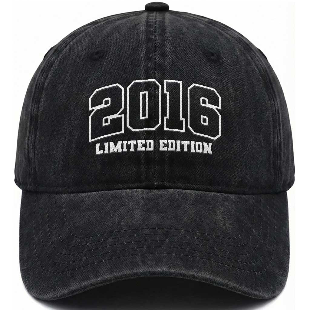 Vintage 2016 Limited Edition Washed Cotton Baseball Cap 10 Year Old Gift Retro Varsity 10th Birthday