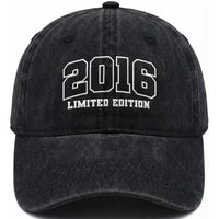 Vintage 2016 Limited Edition Washed Cotton Baseball Cap 10 Year Old Gift Retro Varsity 10th Birthday