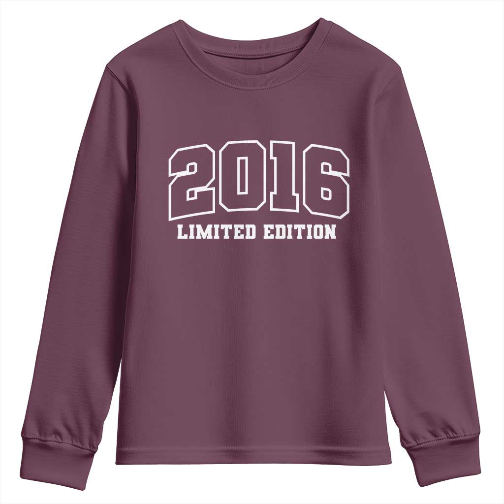 Vintage 2016 Limited Edition Youth Sweatshirt 10 Year Old Gift Retro Varsity 10th Birthday