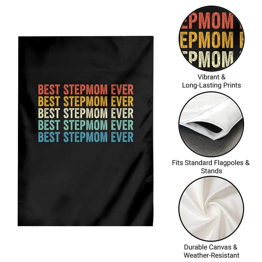 Best Stepmom Ever Garden Flag Funny Retro StepMom Bonus Mom
