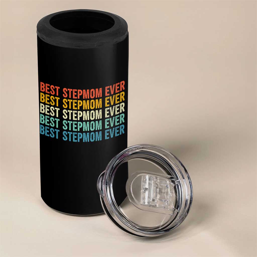 Best Stepmom Ever 4 in 1 Can Cooler Tumbler Funny Retro StepMom Bonus Mom