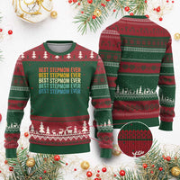 Best Stepmom Ever Ugly Christmas Sweater Funny Retro StepMom Bonus Mom