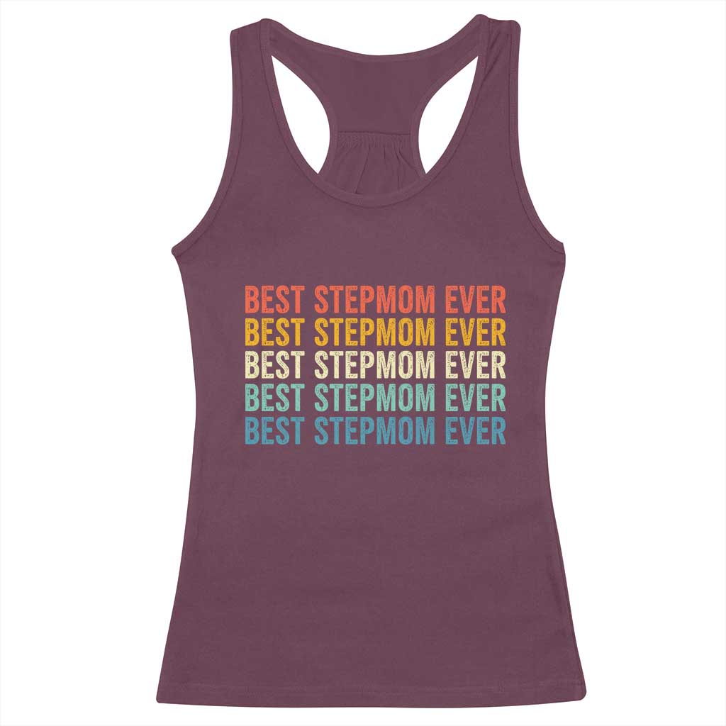 Best Stepmom Ever Racerback Tank Top Funny Retro StepMom Bonus Mom