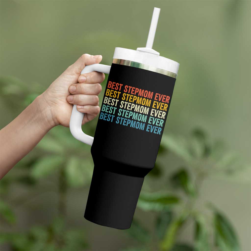 Best Stepmom Ever Tumbler With Handle Funny Retro StepMom Bonus Mom