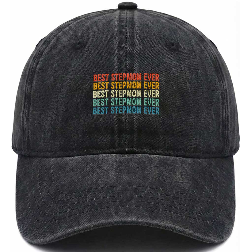 Best Stepmom Ever Washed Cotton Baseball Cap Funny Retro StepMom Bonus Mom