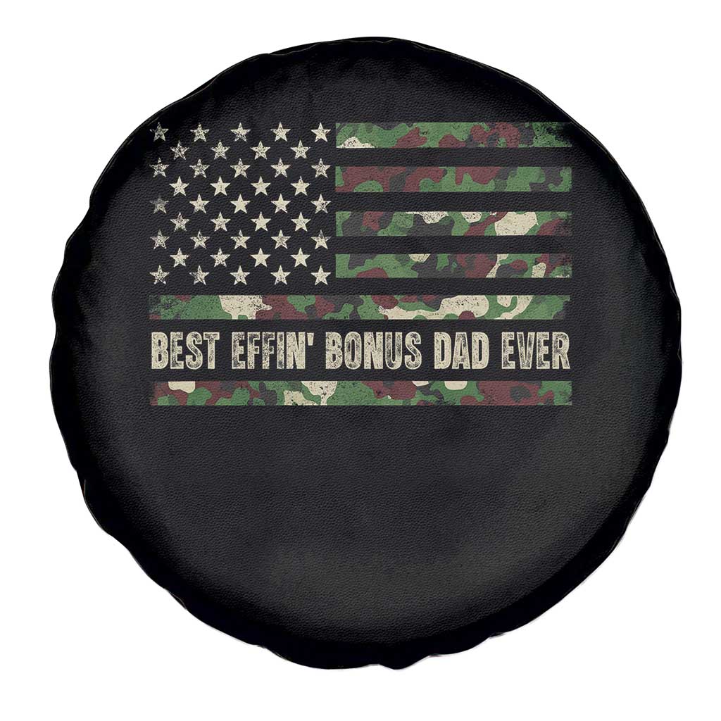Best Effin Bonus Dad Ever Spare Tire Cover Funny Step Dad Camo American Flag