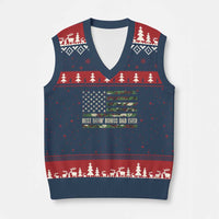 Best Effin Bonus Dad Ever V-Neck Knit Sweater Vest Funny Step Dad Camo American Flag