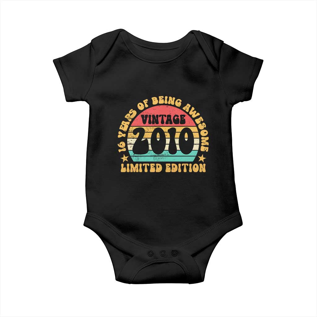 16th Birthday Baby Onesie Vintage 16yr 2010 Limited Edition 16 Year Old Gift