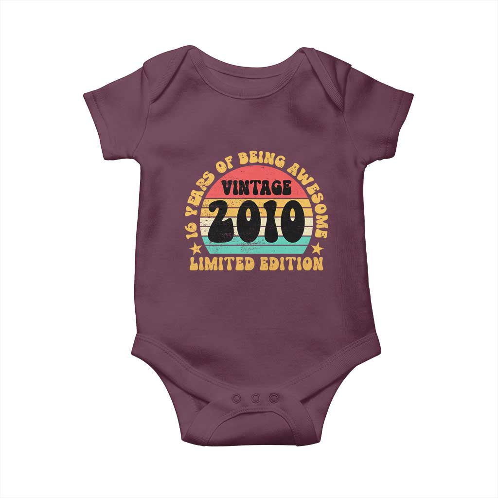 16th Birthday Baby Onesie Vintage 16yr 2010 Limited Edition 16 Year Old Gift