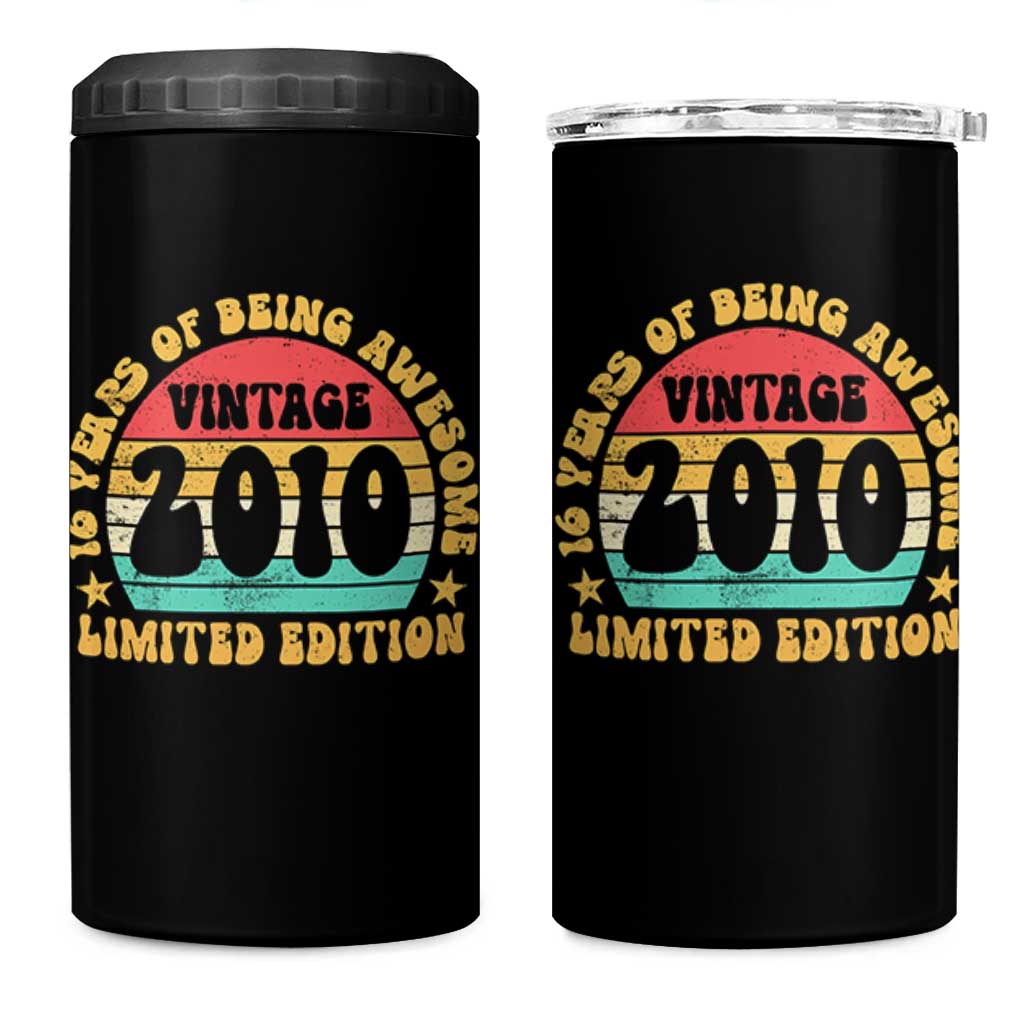 16th Birthday 4 in 1 Can Cooler Tumbler Vintage 16yr 2010 Limited Edition 16 Year Old Gift