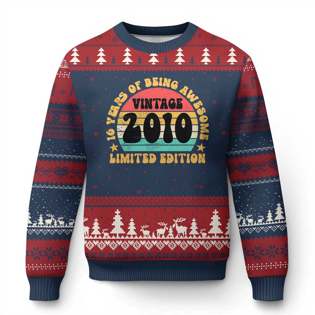 16th Birthday Ugly Christmas Sweater Vintage 16yr 2010 Limited Edition 16 Year Old Gift