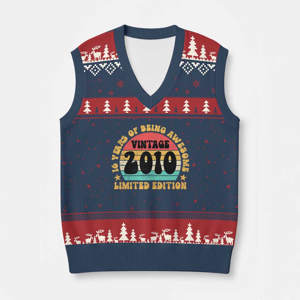 16th Birthday V-Neck Knit Sweater Vest Vintage 16yr 2010 Limited Edition 16 Year Old Gift