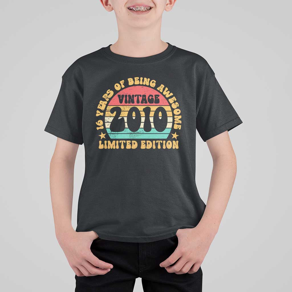 16th Birthday T Shirt For Kid Vintage 16yr 2010 Limited Edition 16 Year Old Gift