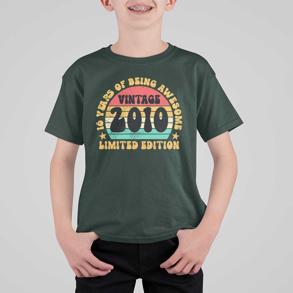 16th Birthday T Shirt For Kid Vintage 16yr 2010 Limited Edition 16 Year Old Gift