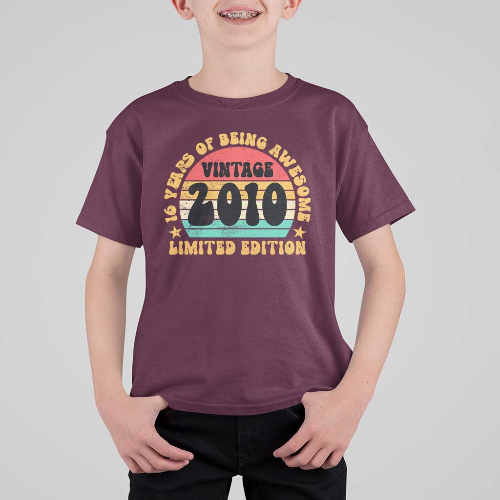 16th Birthday T Shirt For Kid Vintage 16yr 2010 Limited Edition 16 Year Old Gift