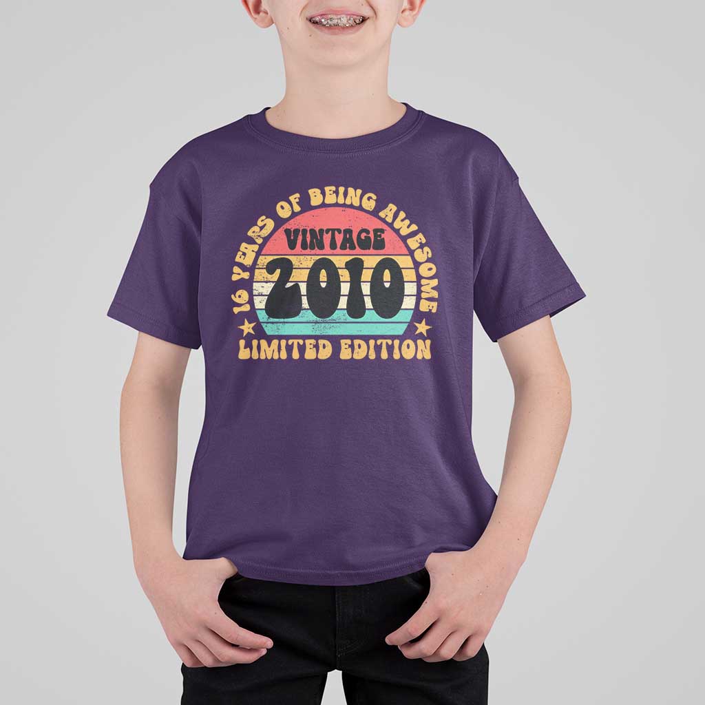 16th Birthday T Shirt For Kid Vintage 16yr 2010 Limited Edition 16 Year Old Gift