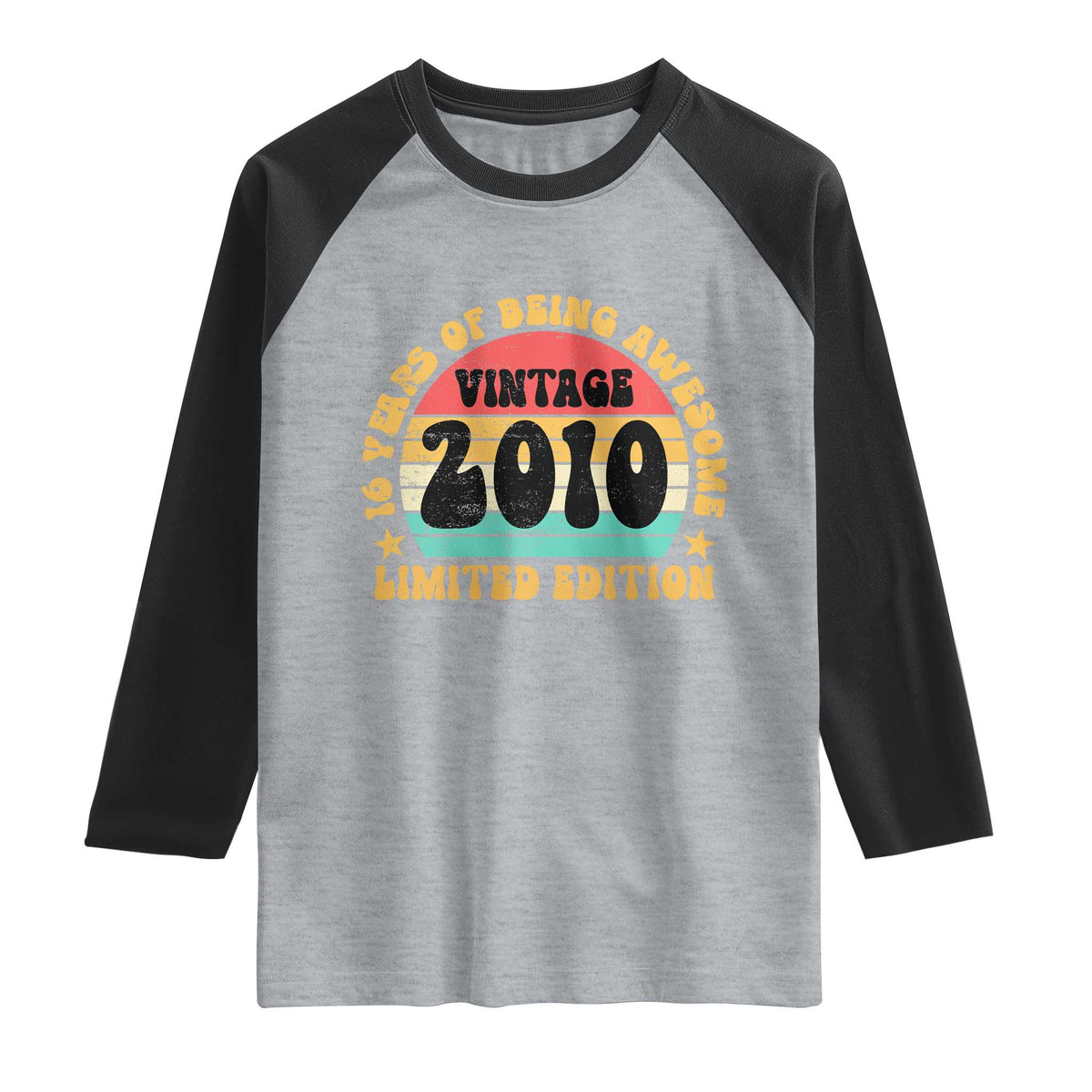 16th Birthday Raglan Shirt Vintage 16yr 2010 Limited Edition 16 Year Old Gift