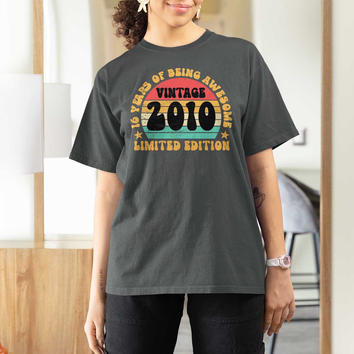 16th Birthday T Shirt For Women Vintage 16yr 2010 Limited Edition 16 Year Old Gift