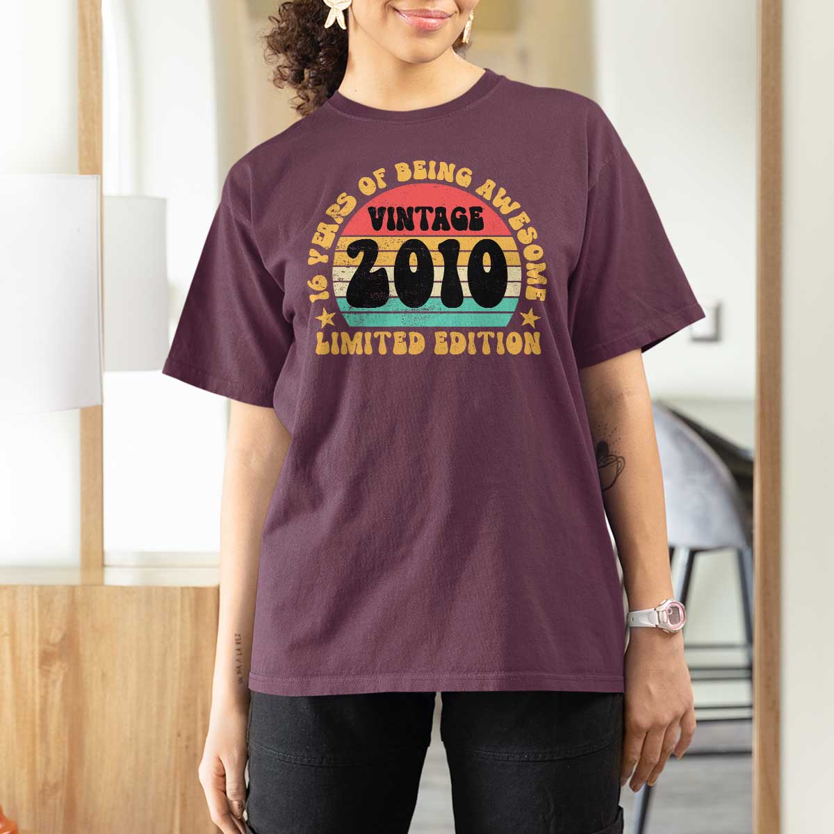 16th Birthday T Shirt For Women Vintage 16yr 2010 Limited Edition 16 Year Old Gift