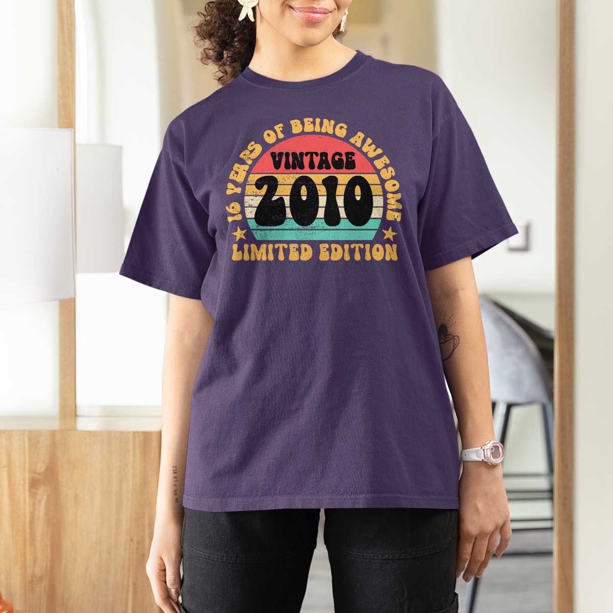 16th Birthday T Shirt For Women Vintage 16yr 2010 Limited Edition 16 Year Old Gift