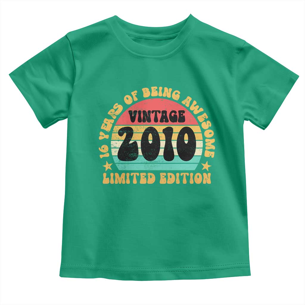 16th Birthday Toddler T Shirt Vintage 16yr 2010 Limited Edition 16 Year Old Gift