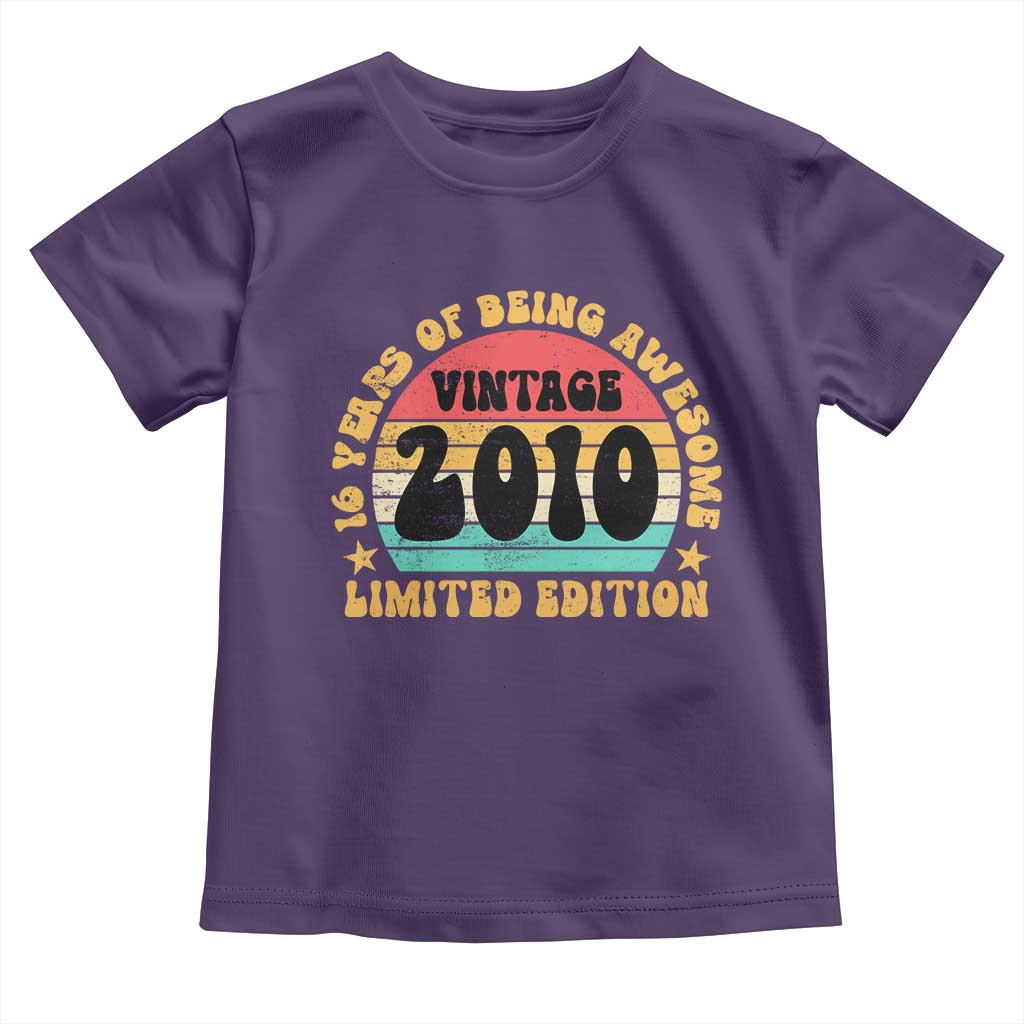 16th Birthday Toddler T Shirt Vintage 16yr 2010 Limited Edition 16 Year Old Gift