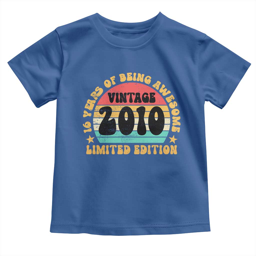 16th Birthday Toddler T Shirt Vintage 16yr 2010 Limited Edition 16 Year Old Gift