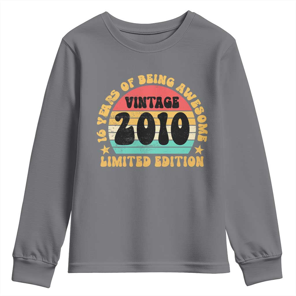 16th Birthday Youth Sweatshirt Vintage 16yr 2010 Limited Edition 16 Year Old Gift