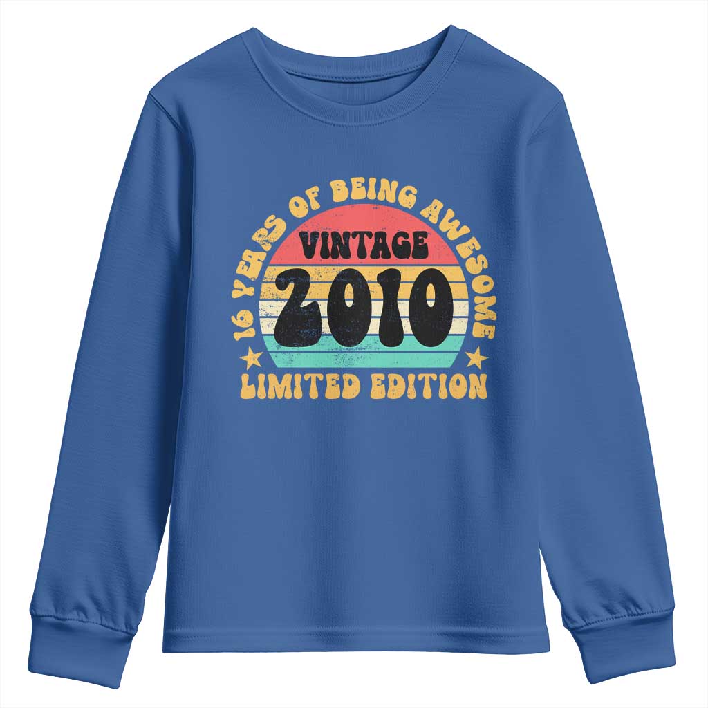 16th Birthday Youth Sweatshirt Vintage 16yr 2010 Limited Edition 16 Year Old Gift