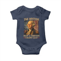 Funny 4th of July George Washington Baby Onesie The British Blew A Thirteen Colony Lead American Flag - Wonder Print Shop